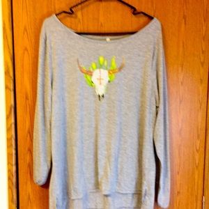 Grey blouse with western theme